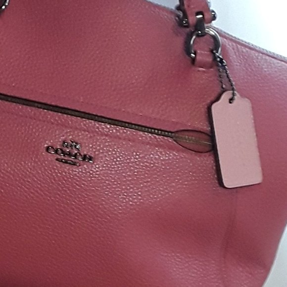 COACH Prairie Satchel 58874 Pebble Leather 2way Handbag Dark Rose Pink - Picture 8 of 8
